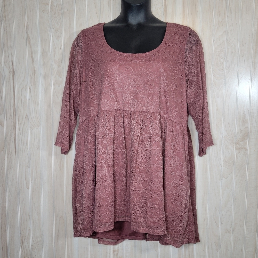 torrid Lace Overlay Scoop Neck Mauve Top